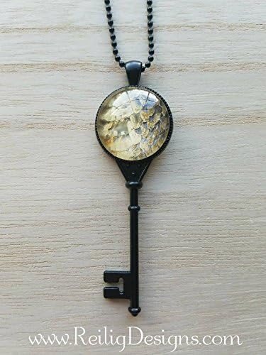 Skeleton Key Necklace with Real Snake Skin
