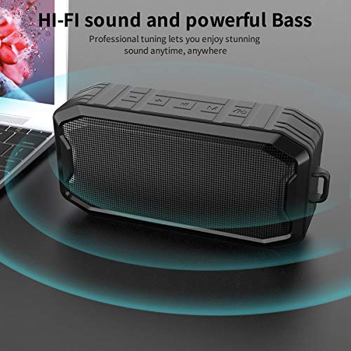 Bluetooth Speaker, KKUYI Portable wireless speaker, Loud Stereo Sound, 1200mAh Battery, IPX7 Waterproof Speaker for Home, Office, Party, Beach, Shower