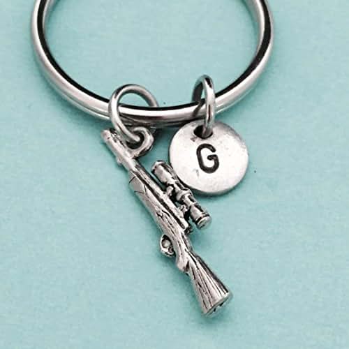 Rifle keychain, rifle charm, gun keychain, personalized