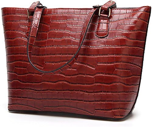 BNWVC Women Top Handle Satchel Handbags Tote Purse Crocodile Leather Shoulder Bag
