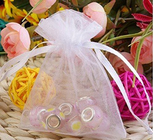3x4 White Organza Wedding Party Favor Bags- Package of 100 by JASSINS