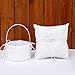 TRUE LOVE GIFT Ring Bearer Pillow and Wedding Flower Girl Basket Set Lace Pearl Rhinestones Satin Collection Wedding Anniversary Celebrations Party Decoration