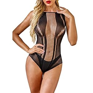 CORAFRITZ Vrouwen Bodycon Lingerie String G-String Bodysuit Mouwloos Teddy Jumpsuit Visnet Bodystocking Babydoll