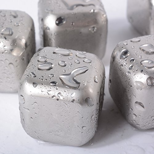 Xcellent Global 6 Pack Stainless Steel Shell Whiskey Chilling Reusable Ice Cubes for Whiskey Wine, Chilling Your Drink without Diluting - Perfect as New Years, Christmas, Valentine's Day, Wedding, Father's Day, Birthday Gift M-HG067