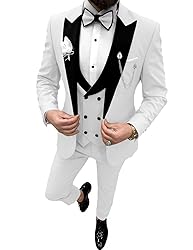 Wangyue Tux 3 Piece Suit Slim Fit Tuxedo White Suit