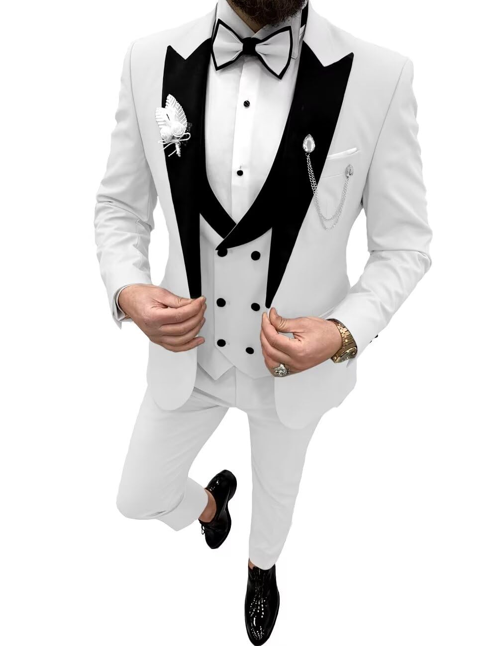 Wangyue Tux 3 Piece Suit Slim Fit Tuxedo White Suit
