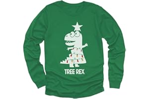 TSTARS Tree Rex Kids Ugly Christmas Shirt Tacky Sweater Style Funny Xmas Holiday Long Sleeve T-Shirt for Toddler Kids