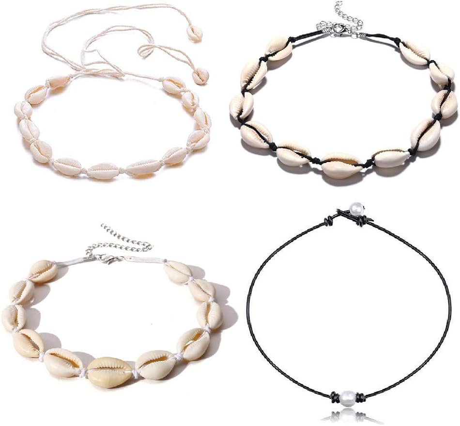 KWHY Natural Shell Choker Handmade Rope Pearl Hawaii Beach Necklace Jewelry for Women Girls
