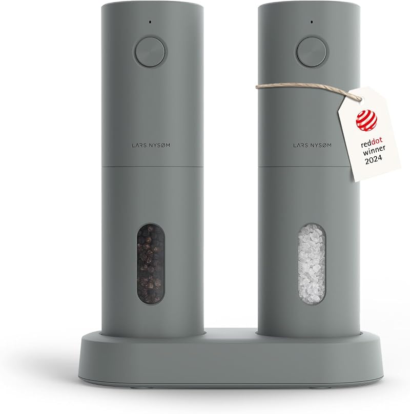 LARS NYSØM Electric Salt & Pepper Grinder Set, USB Rechargeable, Adjustable