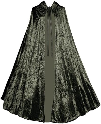 Victorian Vagabond Medieval Gothic Steampunk Velvet Cape Cloak Olive Green