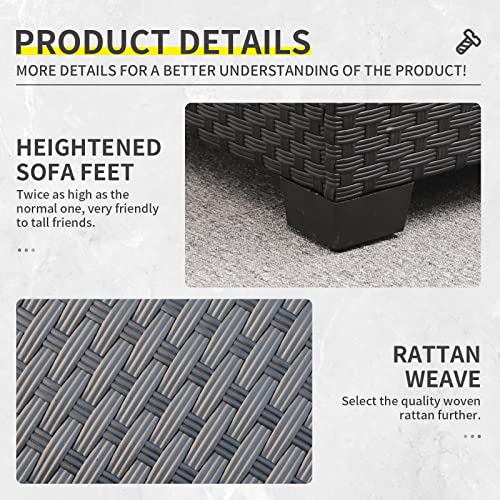 Patio Rattan Coffee Table with Hidden Storage, Wicker Liftable Dinning