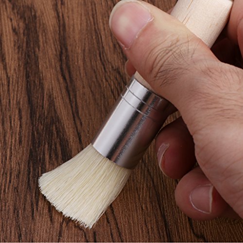 Misright 3Pcs Wooden Stencil Brush Hog Bristle Brushes Acrylic Watercolor Oil Painting - Thumbnail 6