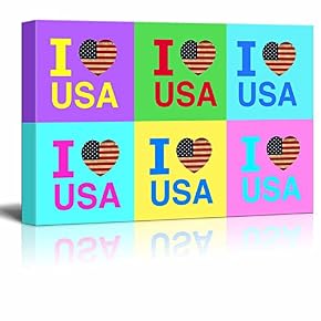 Multi Color Pop Art with I Love USA