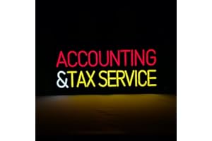 LED Accounting Tax Service Neon Sign for Accounting Firms, 24"x12", Pure Black Acrylic Backsplash, Durable, Easy Installation