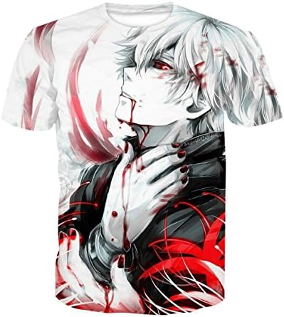 RNGEDG Unisex Shirts Tokyo Ghouls Ken Kaneki 3D Print Spots T-Shirts Fashion T-Shirts (Asia L=US S)