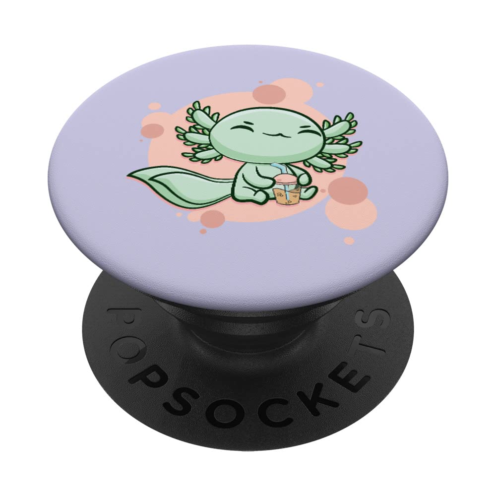 Axolotl Bubble Tea Ambystoma Mexicanum Walking Fish Boba PopSockets Swappable PopGrip