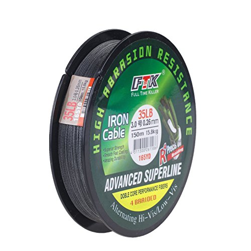 Fishing Line Braided Saltwater 15/30/60LB Abrasion Resistant 164/327 Yard Super Strong PE Line Zero Stretch Small Diameter FTK (Grey, 327Yd 30LB)