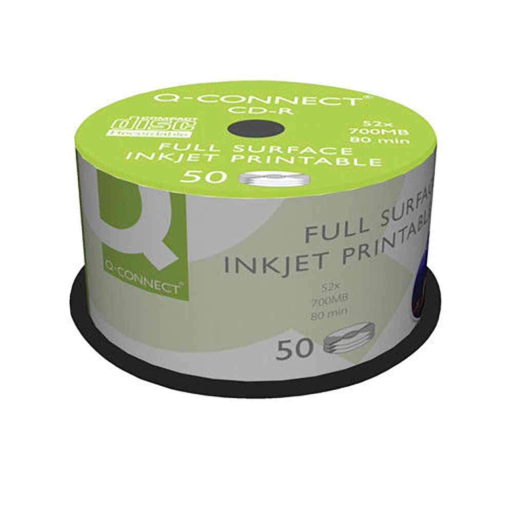 Cd-R Q-Connect with 100% Printable Surface for Inkjet Capacity 700 MB Duration 80 Minute Speed 52 x Can of 50 Units