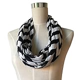 Pop Fashion Womens Infinity Scarf with Zipper Pocket, Chevron, Infinity Scarves