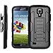 Galaxy S4 Case, Galaxy S4 i9500 Case, Starshop [Heavy Duty] Dual Layers Kickstand Case with [0.33m 9H Tempered Glass Screen Protector Included] and Locking Belt Clip (Black)
