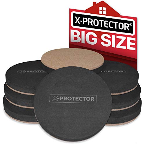 Felt Sliders X-PROTECTOR (8-Pieces) 4 3/4 inch Wood Furniture Sliders - Heavy Duty Sliders - Reusable Hardwood Floor Sliders - Felt Furniture Sliders HARD SURFACES - Move Your Furniture EASY & SAFELY! (Best Furniture Sliders For Hardwood Floors)