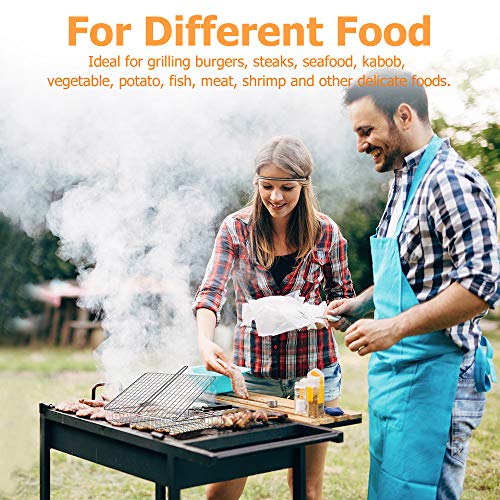 ORDORA Portable Grill Basket, Rustproof 304 Stainless Steel Grill Accessories, Fish Grilling Basket for Outdoor Grill, Heavy Duty Vegetable Grill Baskets, BBQ Barbecue Tool for Steak, Shrimp, Chops