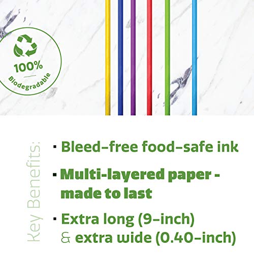 Paper Jumbo Smoothie Straws,100 Biodegradable [100 Pack] Assorted