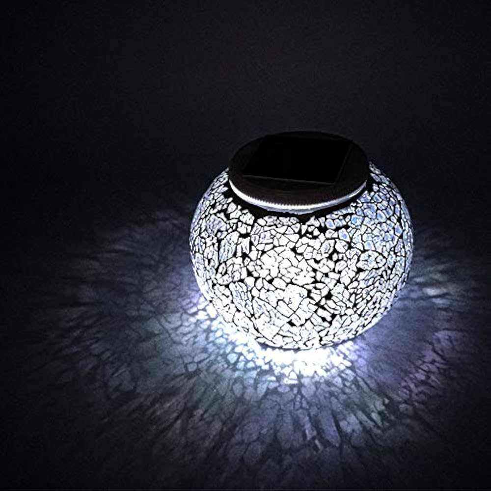 Solar Glass Ball Table Light, Color Changing Powered Mosaic Lamps