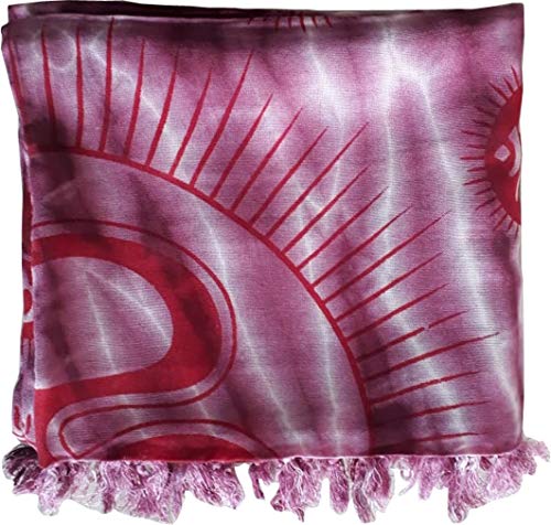 KVR OM AUM Krishna Buddha Ganesha Shiva yoga spiritual auspicious Pooja Hindu Religious Indian prayer scarf (Pink-Om-2) - Thumbnail 5