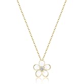 SLUYNZ Solid 925 Sterling Silver Flower Choker Necklace for Women Teens White Flower Pendant Necklace Spring