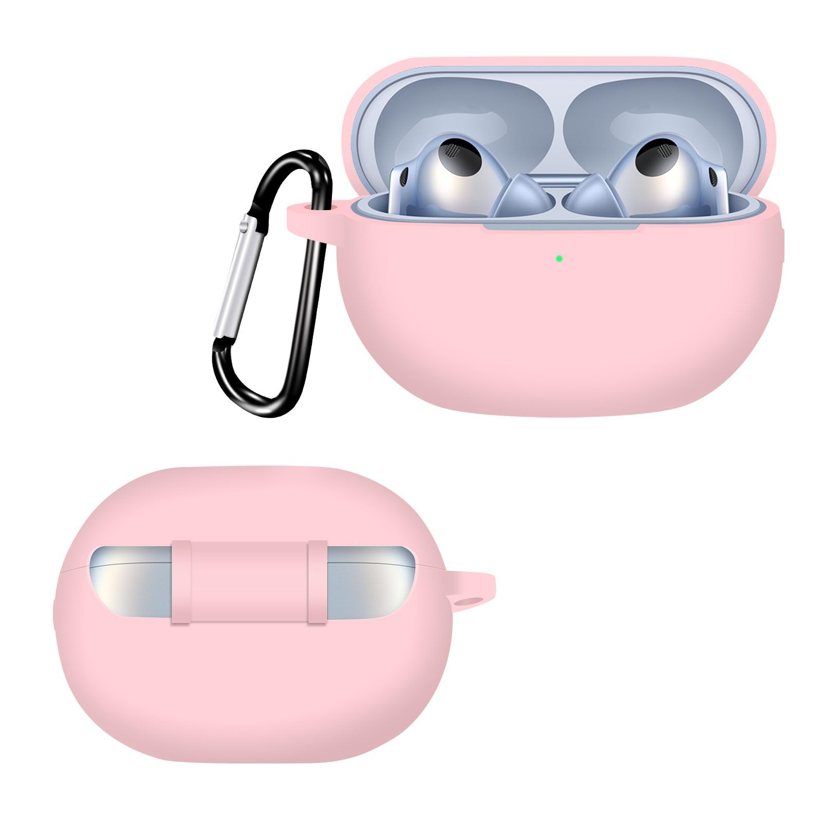 QINOUK Case for Huawei Freebuds Pro 3, [Shockproof] Soft Silicone Full-Body Protection Case with D Shape Clip, for Huawei Freebuds Pro 3 [Anti-fingerprint]-Pink