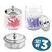 mDesign Glass Bathroom Vanity Apothecary Storage Organizer Canister Jar for Cotton Balls, Swabs, Makeup Sponges, Bath Salts, Hair Ties, Jewelry - Set of 3, Varied Sizes - Clear/Chrome