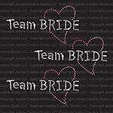 Set of 3 Team Bride Iron On Rhinestone Crystal T-shirt Transfer by Jubilee Rhinestones