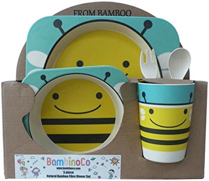 Bambinoco eco friendly natural bamboo fibre dinning sets to make kids mealtimes fun (Bee)