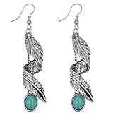 TS Tirbal Retro Bohemia Earrings Tassel Leaf Drop Dangle Earrings (silver)