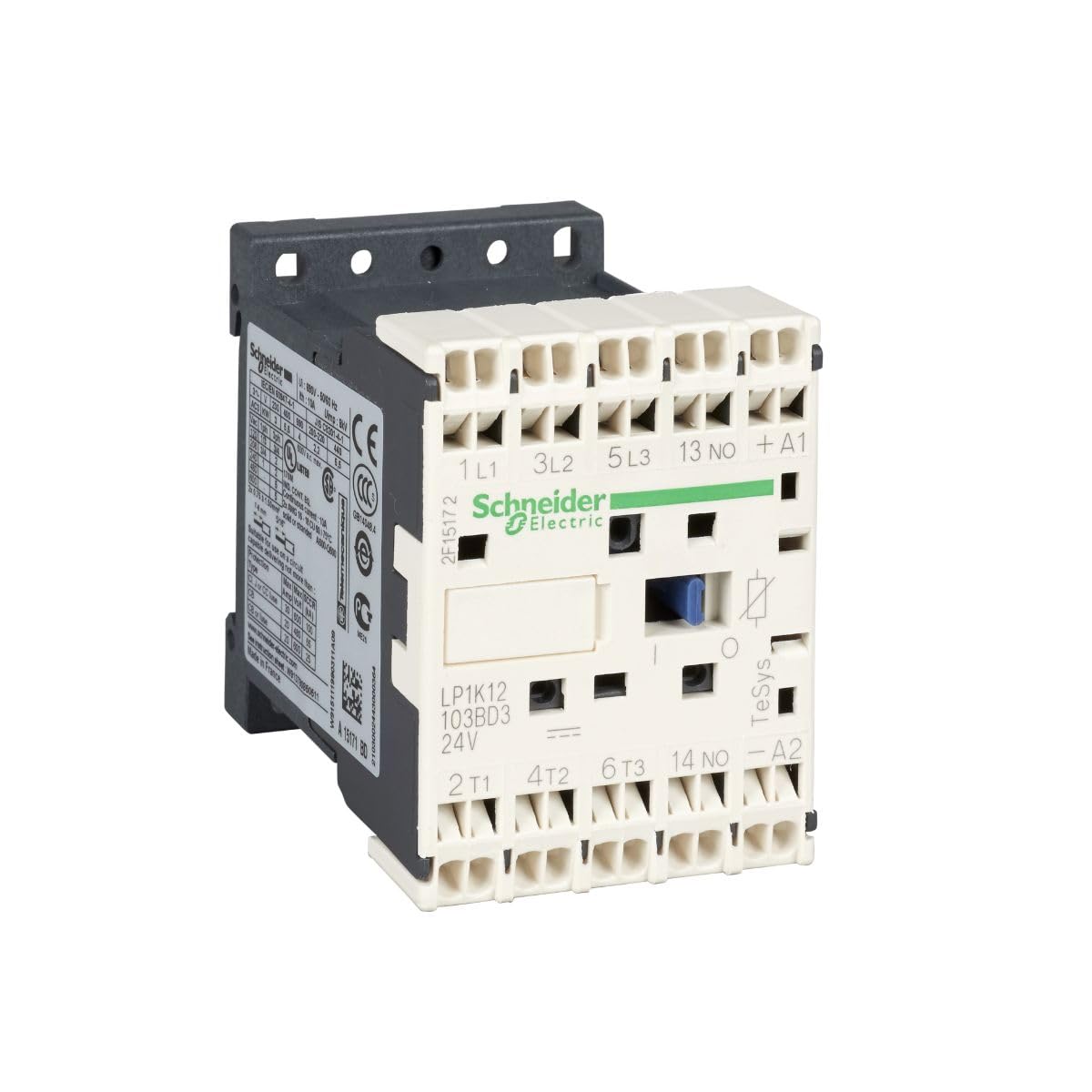 Schneider Electric LP4K06103BW3 Contactor 6A 24V DC, Contactor Low Consumptn 6A 1No Aux 24Vdc