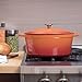 Zelancio Cookware 6-Quart Enameled Cast Iron Oval Dutch Oven Cooking Dish with Skillet Lid, Tangerine Orange