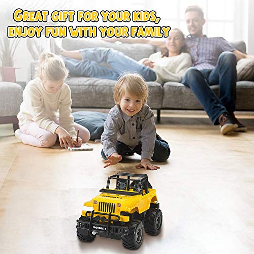 Remote Control Truck 1/20 Scale Battery Powered Electric Truck Yellow SUV RC Car with LED Lights - Thumbnail 5