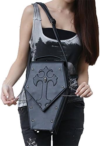 COSTYLE Black Cross Coffin Bag Gothic Purse Death Punk Vamp Cosplay Backpack