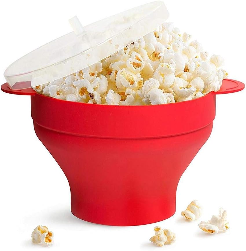 MODEOR Silicone Popcorn Bowl,Silicone Microwave Popcorn Popper With Handles Silicone Hot Air Popcorn Bowl For Home