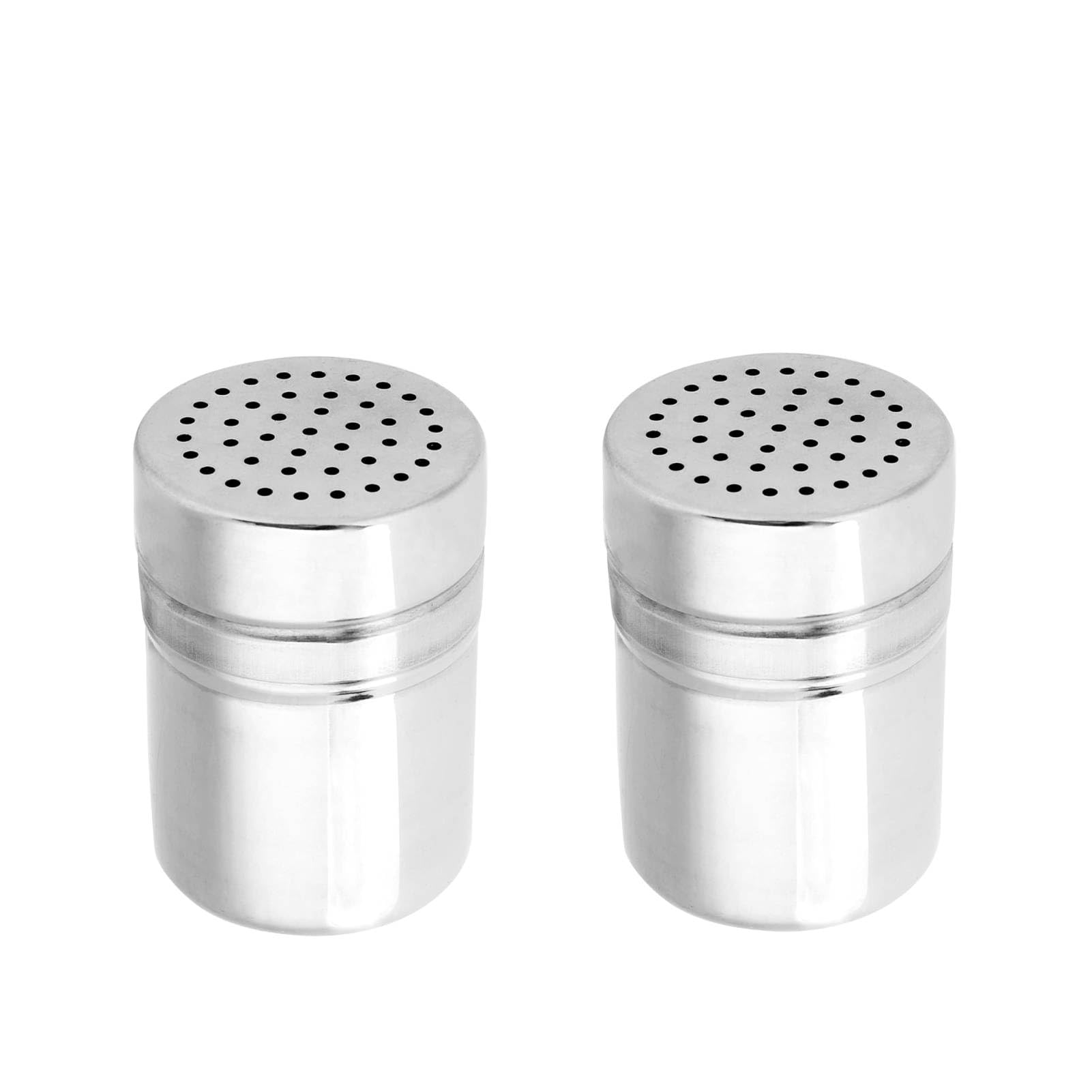 2Pcs Spice Shaker Seasoning Bottles, Stainless Steel Spice & Herbs Storage Jars Metal Shaker Bottle Flour Shaker, Salt Shaker Dredger Shaker for Home Kitchen(M)