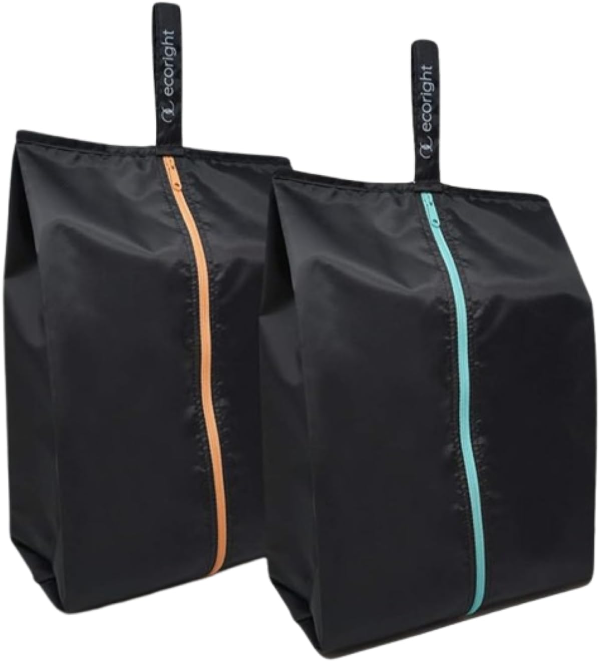 100% Recycled Travel Shoe Bag by EcoRight | Waterproof Shoe Organiser Pouch with Zipper for Men & Women | Made from 8 Plastic Bottles | Set of 2