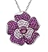 Sterling Silver Flower Pendant Necklace made with Purple Swarovski Crystals