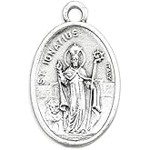 Hirten Small Oval Saint Ignatius of Antioch - Pray for Us Silver Oxidized Medal Charm, Pack of 5 Medals