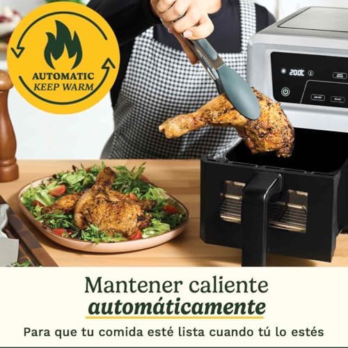 Air Fryer XXL Doble Zona | Sin PFAS | 2x5.2L | Fríe, hornea, deshidrata, mantiene caliente | Cocina 8+ raciones | Piezas lavavajillas