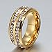 Mens Womens 8MM Titanium Stainless Steel High Polished 18K Gold Plated Channel Set Cubic Zirconia CZ Promise Engagement Band Unisex Gold Wedding Ring Comfort Fit, Size 9