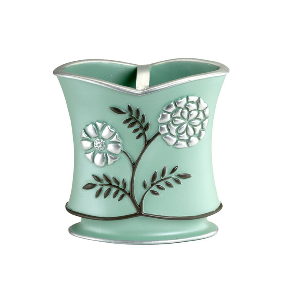 Popular Home The Avanti Collection Tooth Brush Holder, Aqua, 4.5 by 4 by 4"