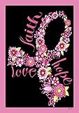 Faith Hope & Love Pink Ribbon House Flag