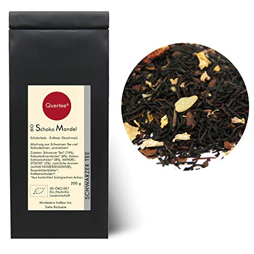 Quertee - "Schoko-Mandel" Bio Schwarztee mit Schokoladen-Erdbeer Geschmack (200 g)