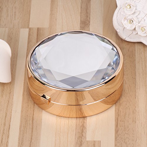 Sarora Mini Contact Lenses Box - Diamond Exquisite Contact Lens Travel Kit Case with Mirror for Home and Travel (Gold) - Thumbnail 6